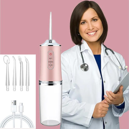 USB Portable Oral Irrigator Water Flosser Dental Water Jet Tools Pick Cleaning Teeth 200ML 4 Nozzles Mouth Oral Cleaning Agents