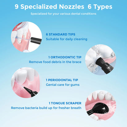 Portable Dental Water Flosser – 350ml Tank, 5 Modes, USB Rechargeable Oral Irrigator with 4 Replacement Tips (Black)