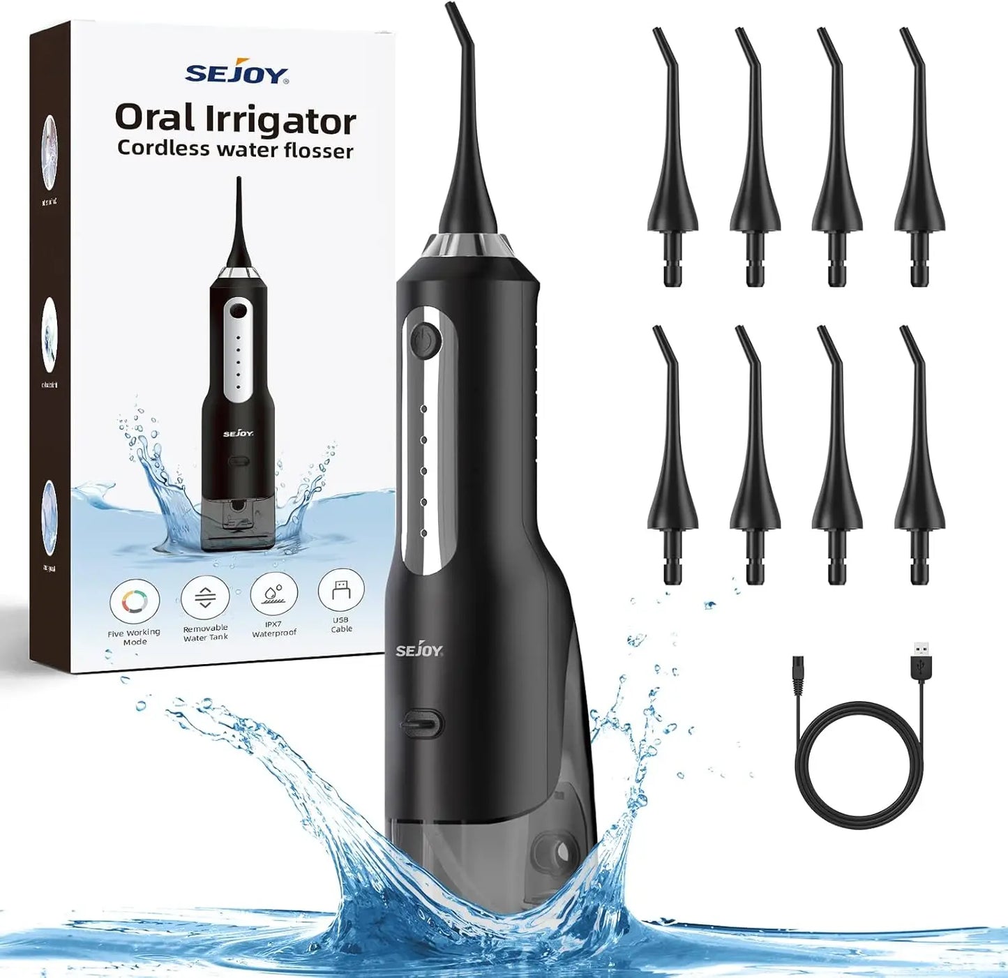 Sejoy Cordless Electric Water Flossers for Teeth Water Dental Flosser Portable Oral Irrigator Rechargeable