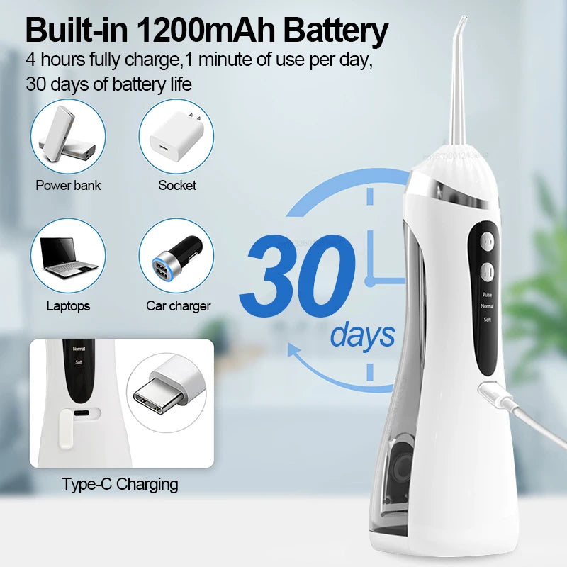 Teeth Water Flosser Electric Oral Irrigator Portable Home Dental Cleaning Teeth Rechargeable Waterproof Teeth Cleaner Oral Care